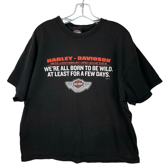 Harley Davidson Vintage 2003 XL T-Shirt Black 100th Anniversary Open Road Tour - Picture 1 of 9